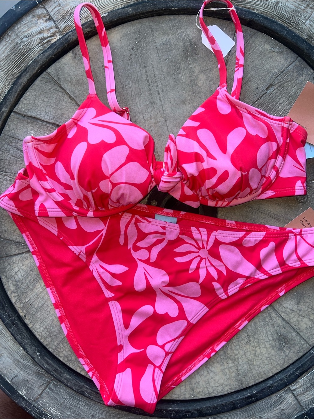 Shade & Shore Hot Pink and Light Pink Floral Two-Piece Bikini Set